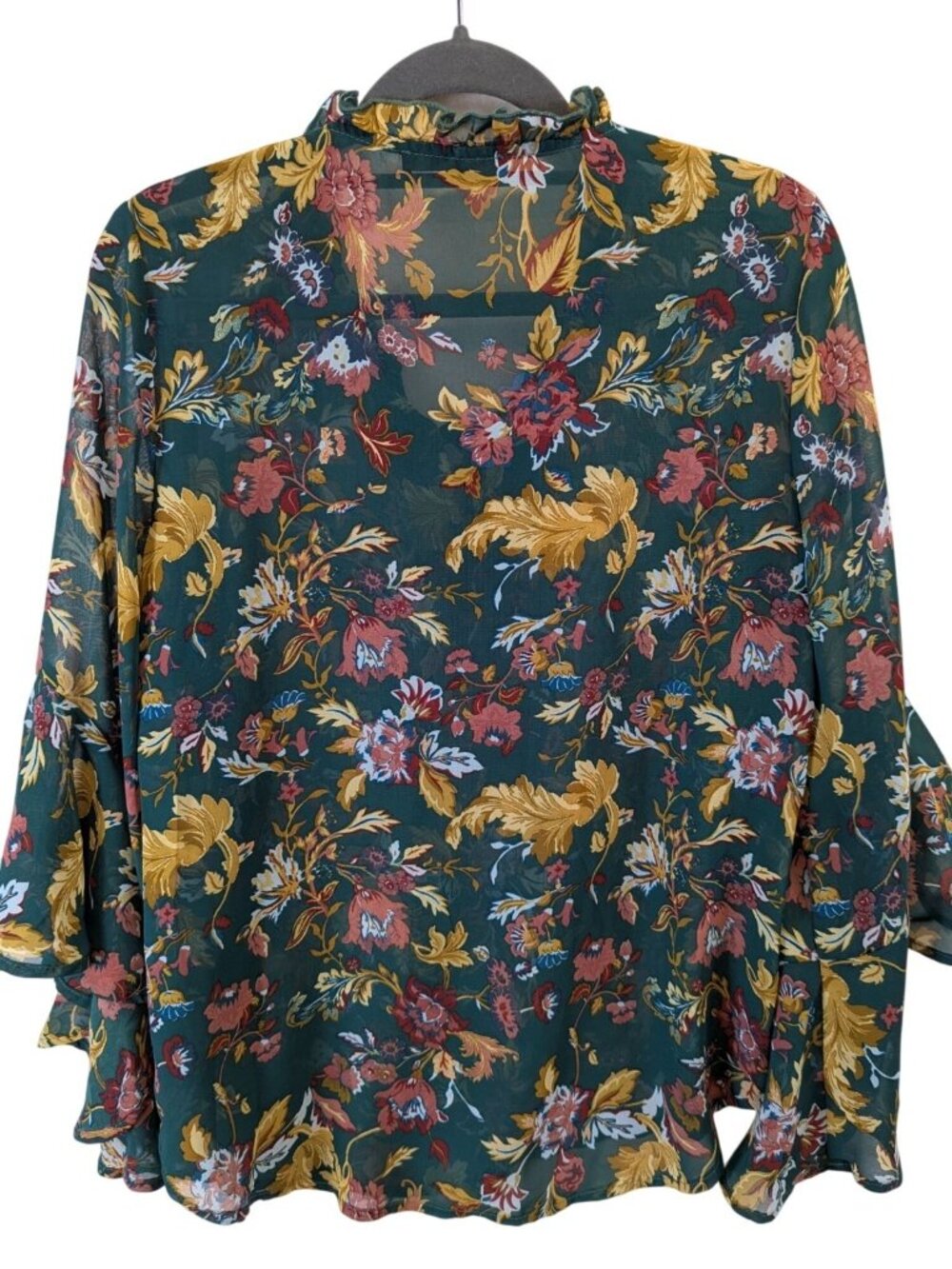 Frye Small Floral Prairie Peasant Top Bell Sleeve Boho Cottagecore Blouse Top - Picture 12 of 14